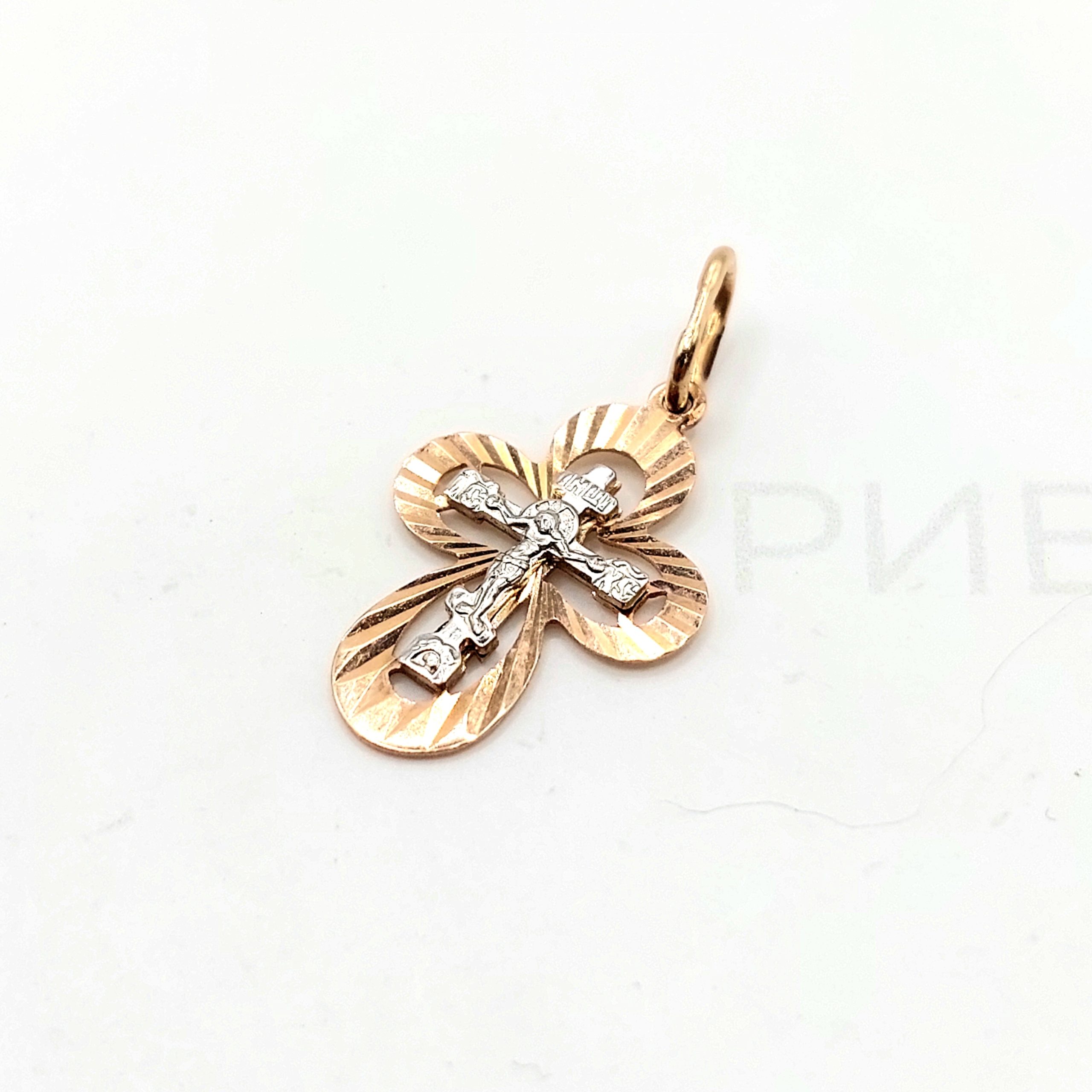 Золотая подвеска-крестик 585 пробы 0.73 грамма Золотая подвеска-крестик 585 пробы 0.73 грамма